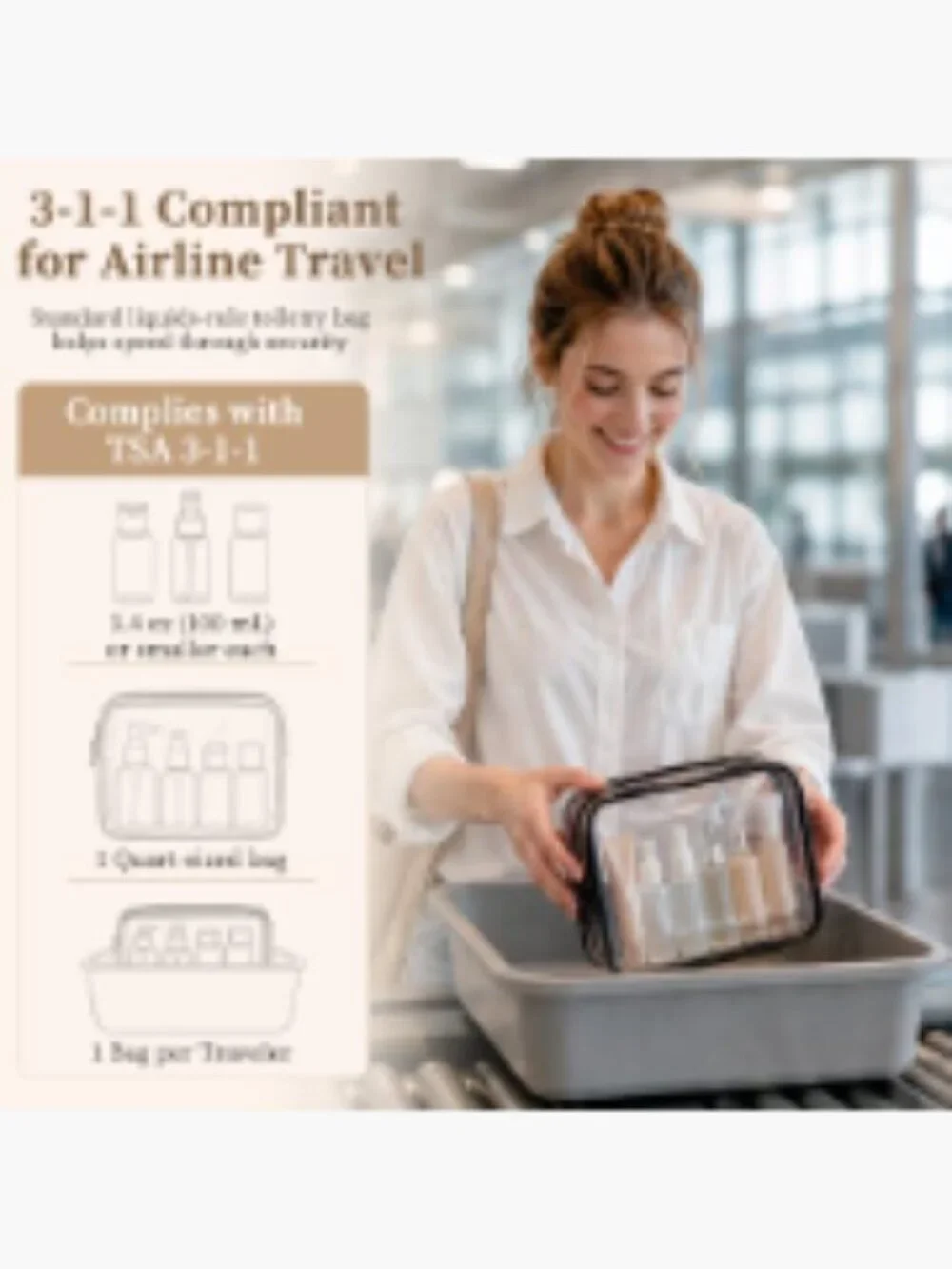 TSA Approved Clear Makeup Bag Set of 4 Waterproof PVC Travel Cosmetic Pouch